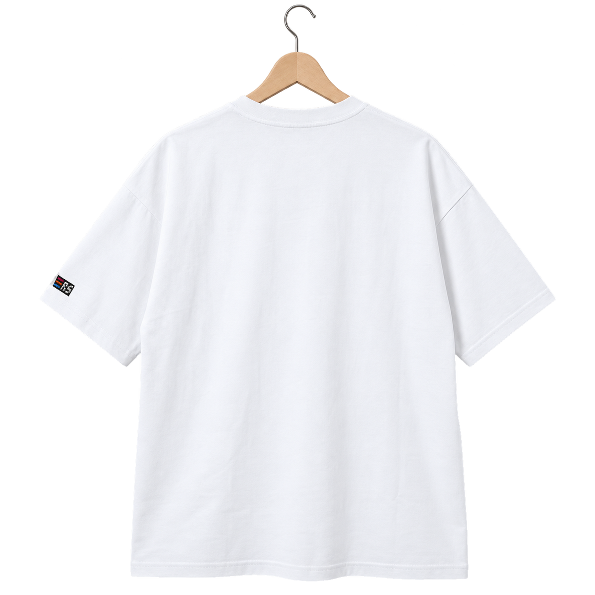 Pixel Blitz – Besticktes Bio Oversized T-Shirt · Weiß · Rückansicht