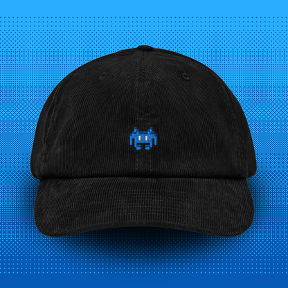 Pixel Alien Blue – Embroidered Corduroy Cap // No. 022 