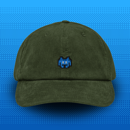 Pixel Alien Blue – Embroidered Corduroy Cap // No. 022 