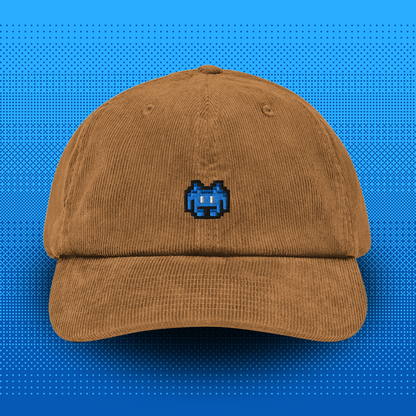 Pixel Alien Blue – Embroidered Corduroy Cap // No. 022 