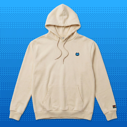 Pixel Alien Blue – Embroidered Organic Hoodie // No. 022 