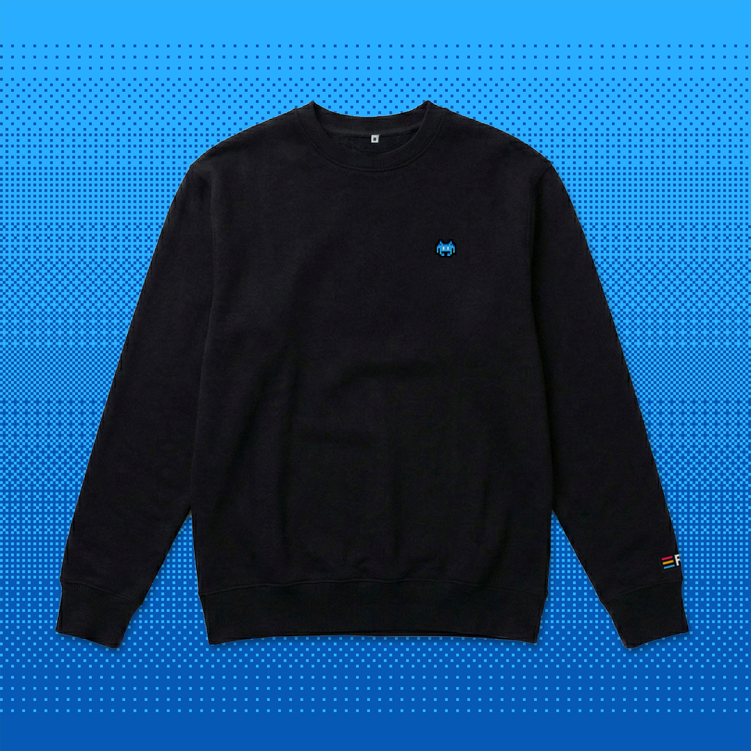 Pixel Alien Blue – Embroidered Organic Sweater // No. 022 