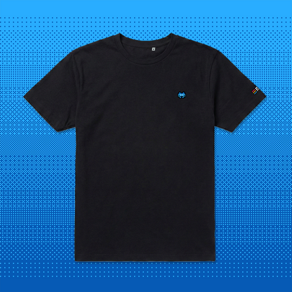 Pixel Alien Blue – Embroidered Organic T-Shirt // No. 022