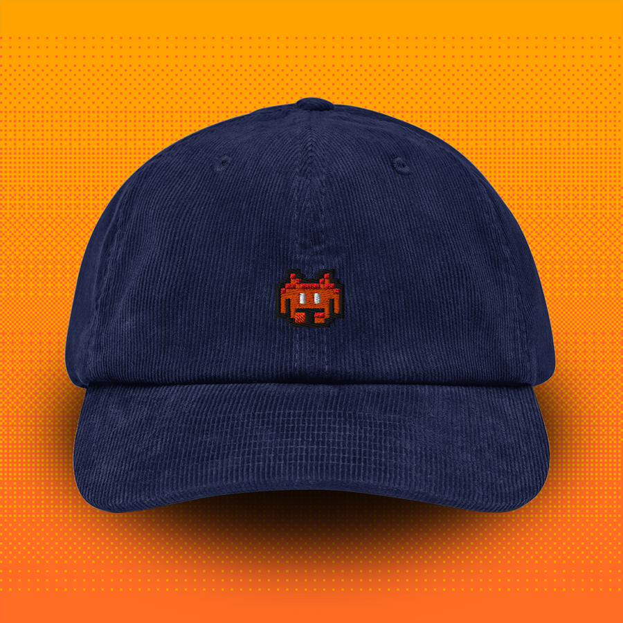 Pixel Alien Orange – Bestickte Cord Cap