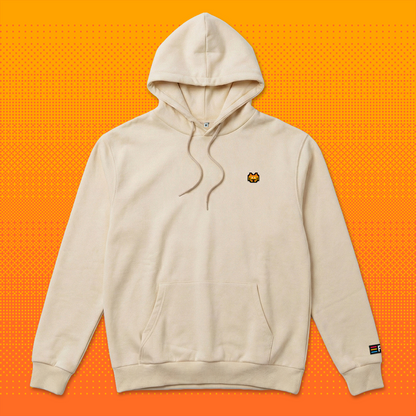 Pixel Alien Orange – Embroidered Organic Hoodie // No. 022 