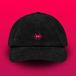 Pixel Alien Red – Embroidered Corduroy Cap // No. 022