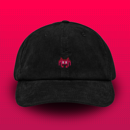 Pixel Alien Red – Embroidered Corduroy Cap // No. 022 