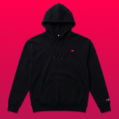 Pixel Alien Red – Embroidered Organic Hoodie // No. 022 