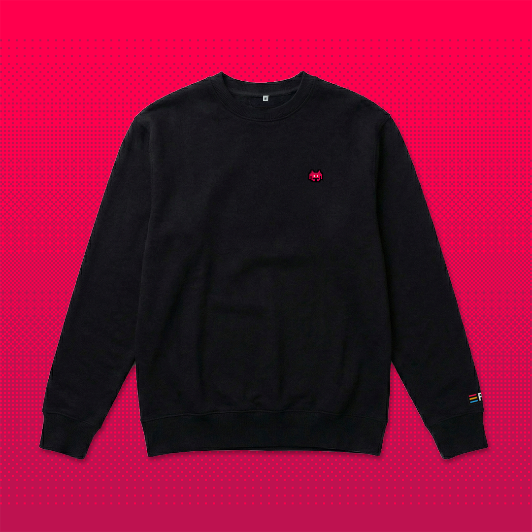 Pixel Alien Red – Embroidered Organic Sweater // No. 022 