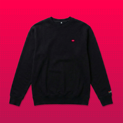 Pixel Alien Red – Embroidered Organic Sweater // No. 022