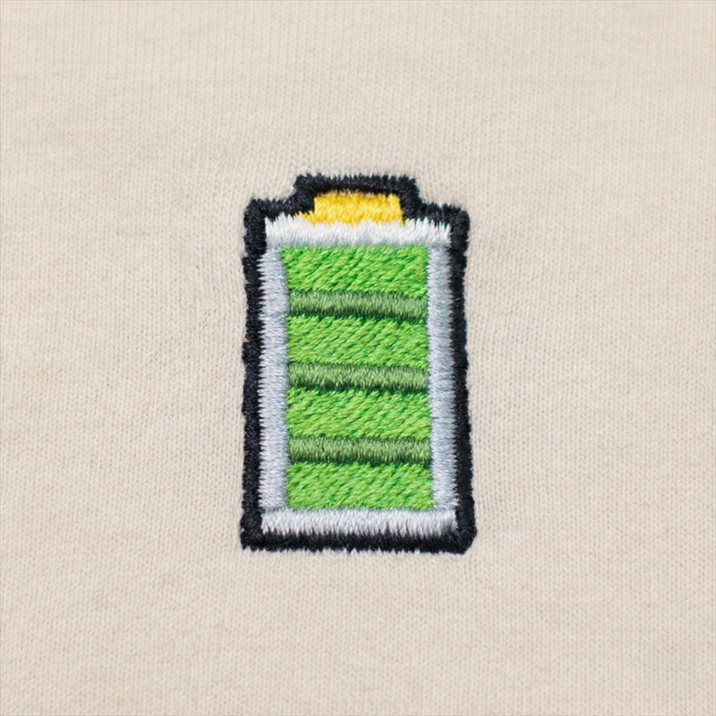 Pixel Batterie – Bestickter Bio Hoodie Beige // No. 015