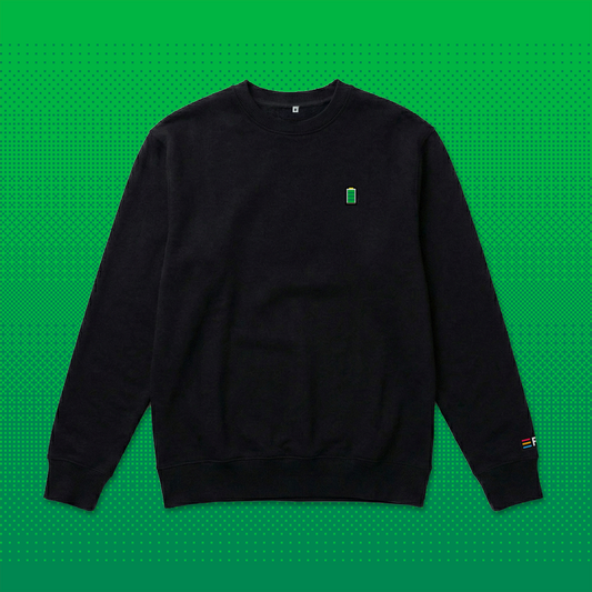 Pixel Battery – Embroidered Organic Sweater Black // No. 015 