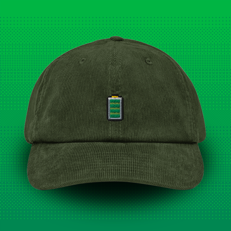Pixel Batterie – Bestickte Cord Cap // No. 015