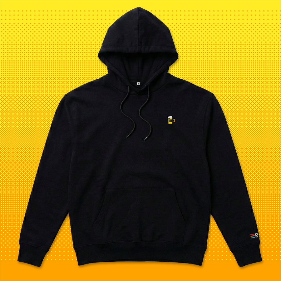 Pixel Bier – Bestickter Bio Hoodie