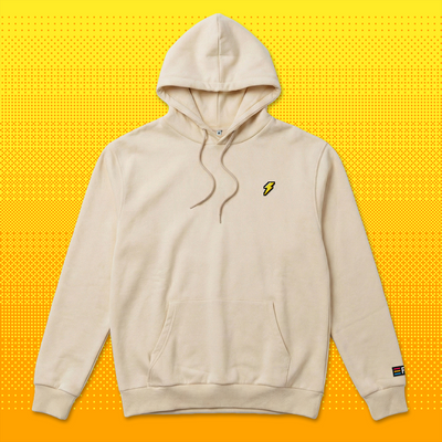 Pixel Blitz – Bestickter Bio Hoodie Beige // No. 014
