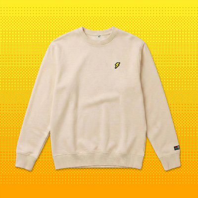 Pixel Blitz – Bestickter Bio Pullover Beige // No. 014