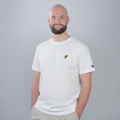 Pixel Blitz – Embroidered Organic T-Shirt White // No. 014 