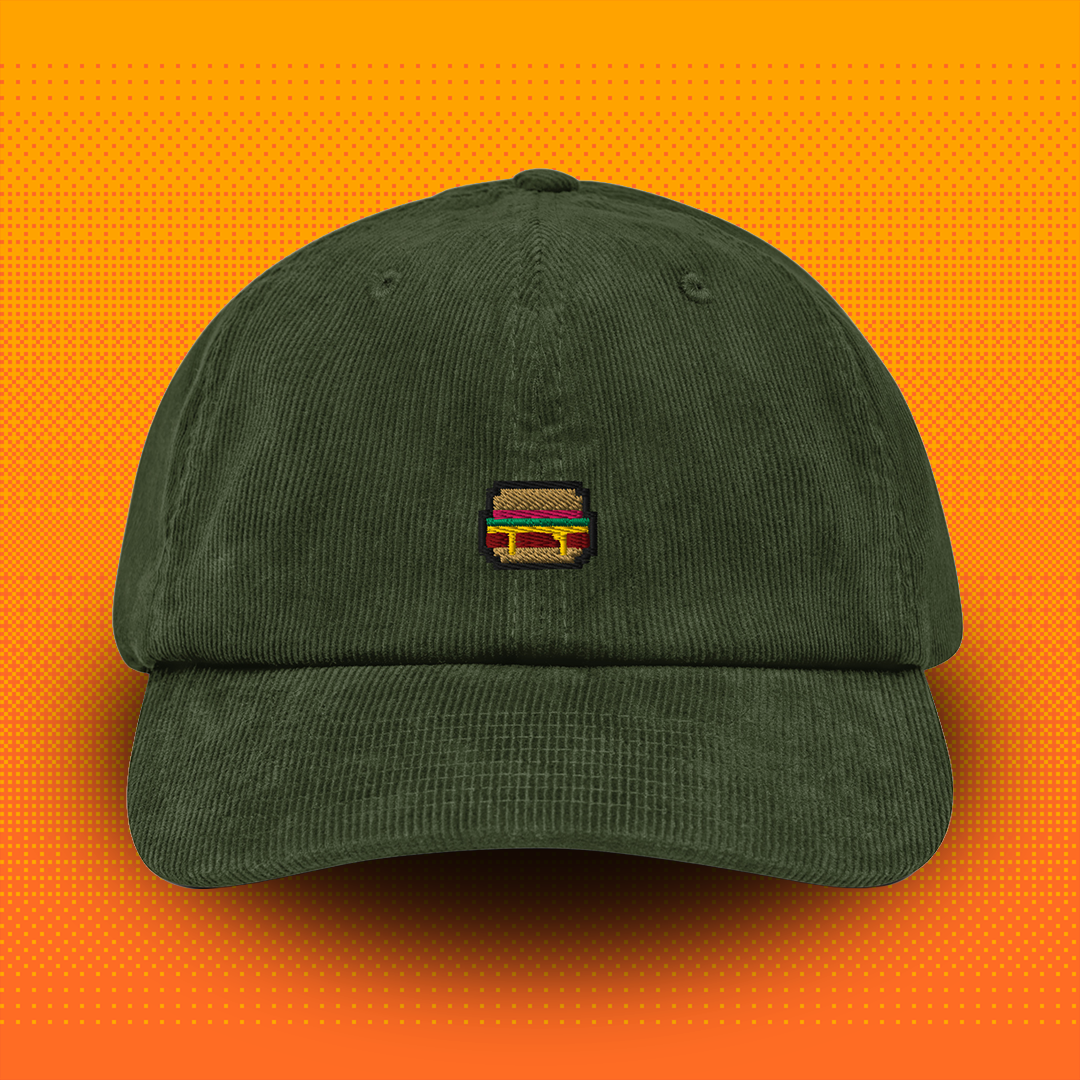 Pixel Burger – Embroidered Corduroy Cap // No. 025 