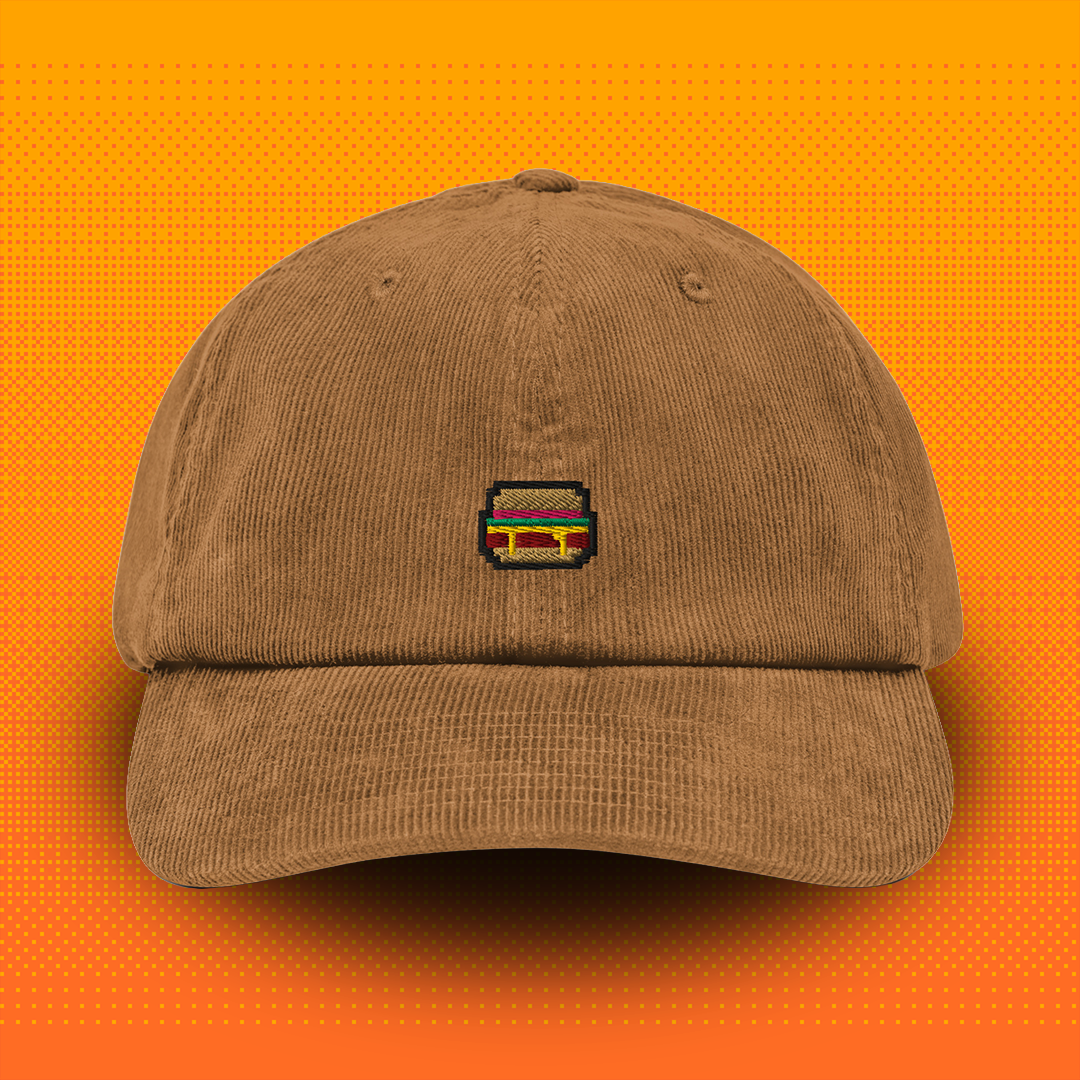 Pixel Burger – Embroidered Corduroy Cap // No. 025 