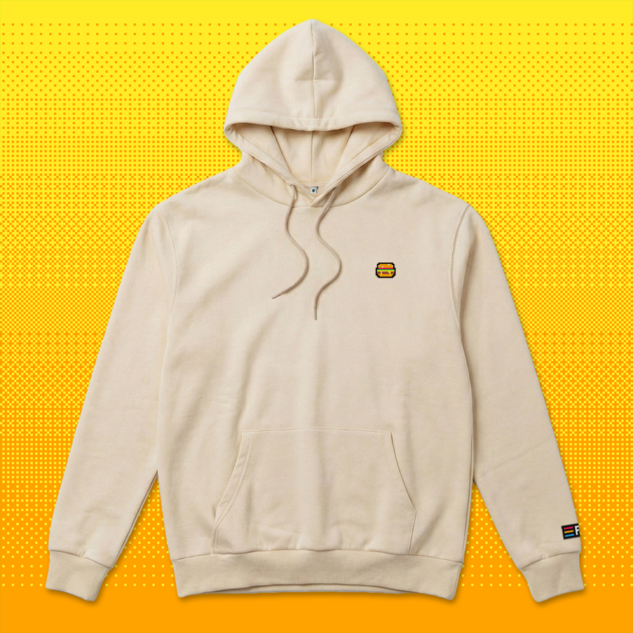 Pixel Burger – Bestickter Bio Hoodie