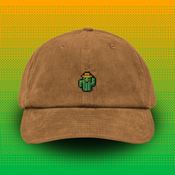 Pixel Cactus – Embroidered Corduroy Cap // No. 016