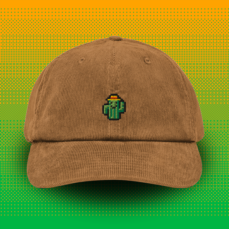 Pixel Kaktus – Bestickte Cord Cap // No. 016