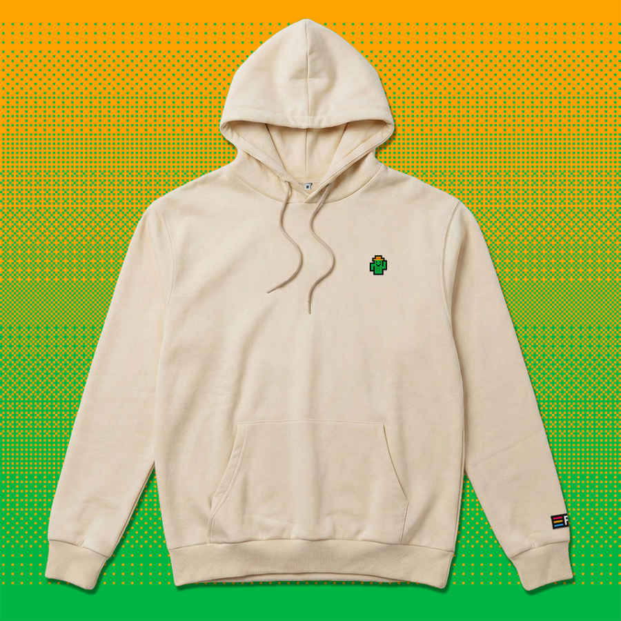 Pixel Kaktus – Bestickter Bio Hoodie