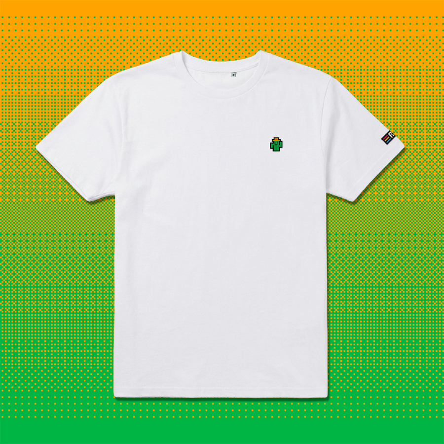 Pixel Kaktus – Besticktes Bio T-Shirt