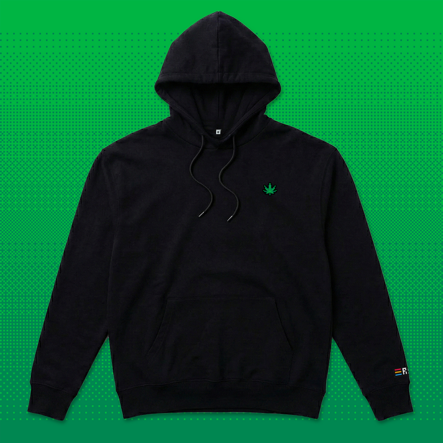 Pixel Cannabis – Bestickter Bio Hoodie