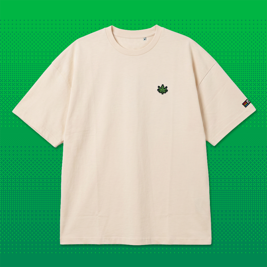 Pixel Cannabis – Besticktes Bio Oversized T-Shirt