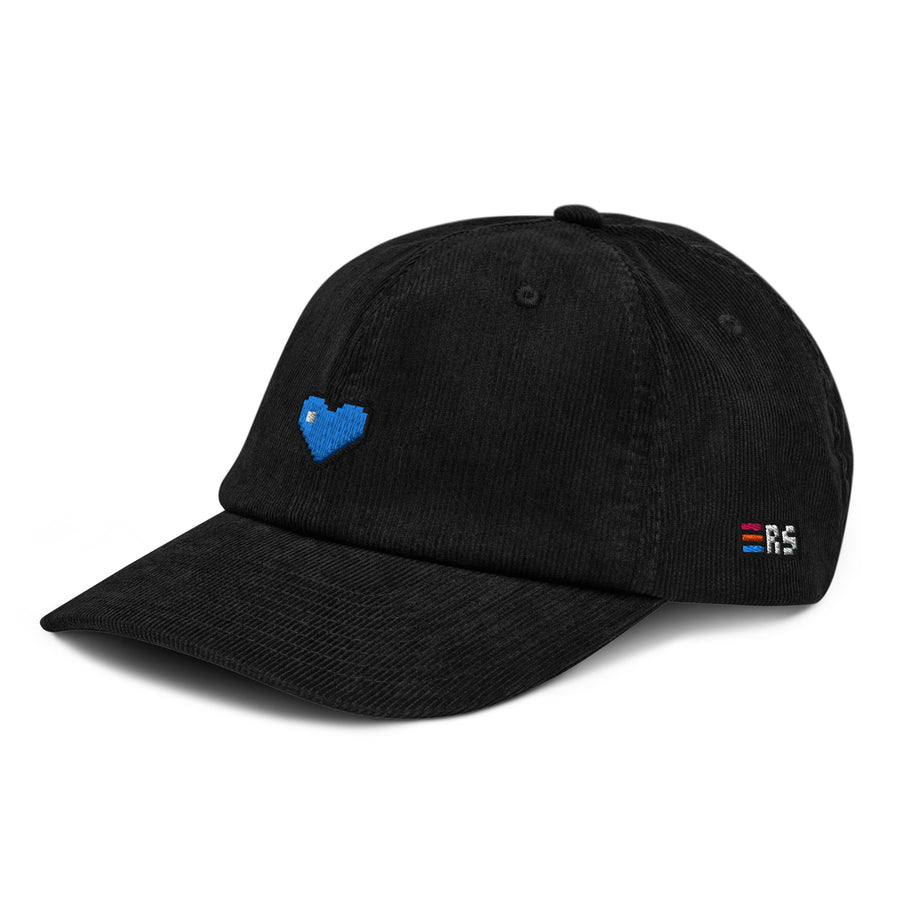 Pixel Herz Blau – Bestickte Cord Cap — Zweites Produktbild