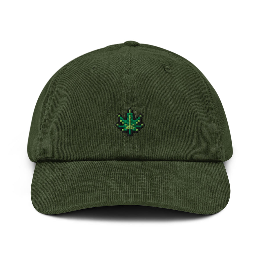 Cord Cap mit grünem Pixel-Cannabisblatt