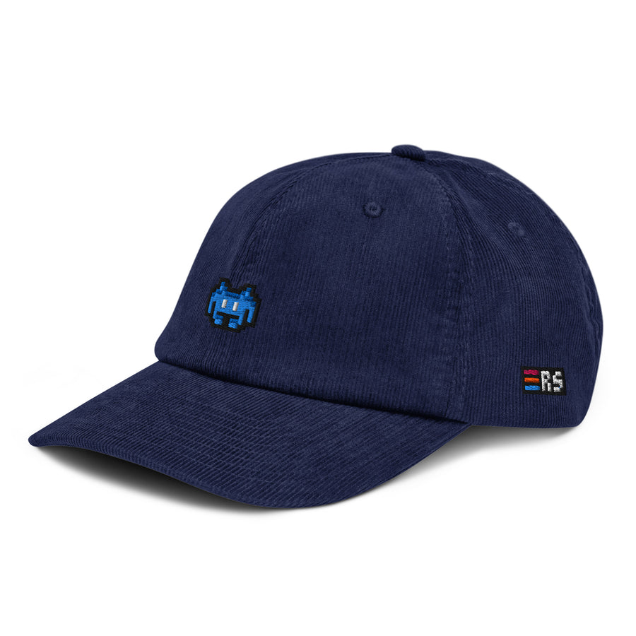 Pixel Alien Blau – Bestickte Cord Cap — Zweites Produktbild