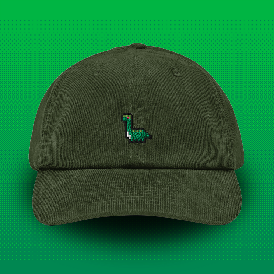 Pixel Dino – Bestickte Cord Cap // No. 003