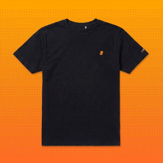 Pixel Dino Orange – Embroidered Organic T-Shirt // No. 023