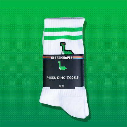 Pixel Dino – Bestickte Bio Baumwoll Socken // No. 003