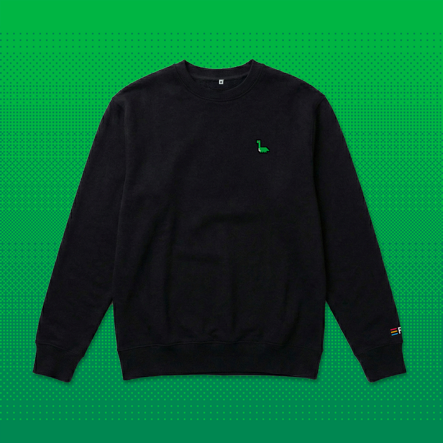 Pixel Dino – Bestickter Bio Pullover