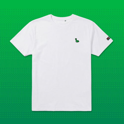 Pixel Dino – Besticktes Bio T-Shirt // No. 003