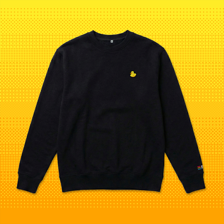 Pixel Ente – Bestickter Bio Pullover