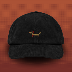 Pixel Dachshund Gustl – Embroidered Corduroy Cap // No. 020