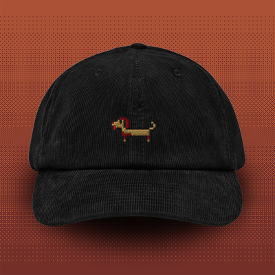 Pixel Dackel Gustl – Bestickte Cord Cap // No. 020