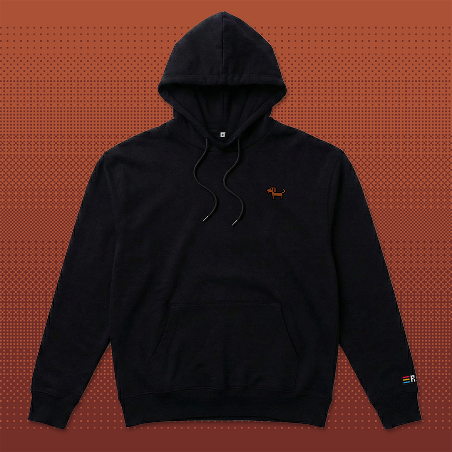 Pixel Dackel Gustl – Bestickter Bio Hoodie