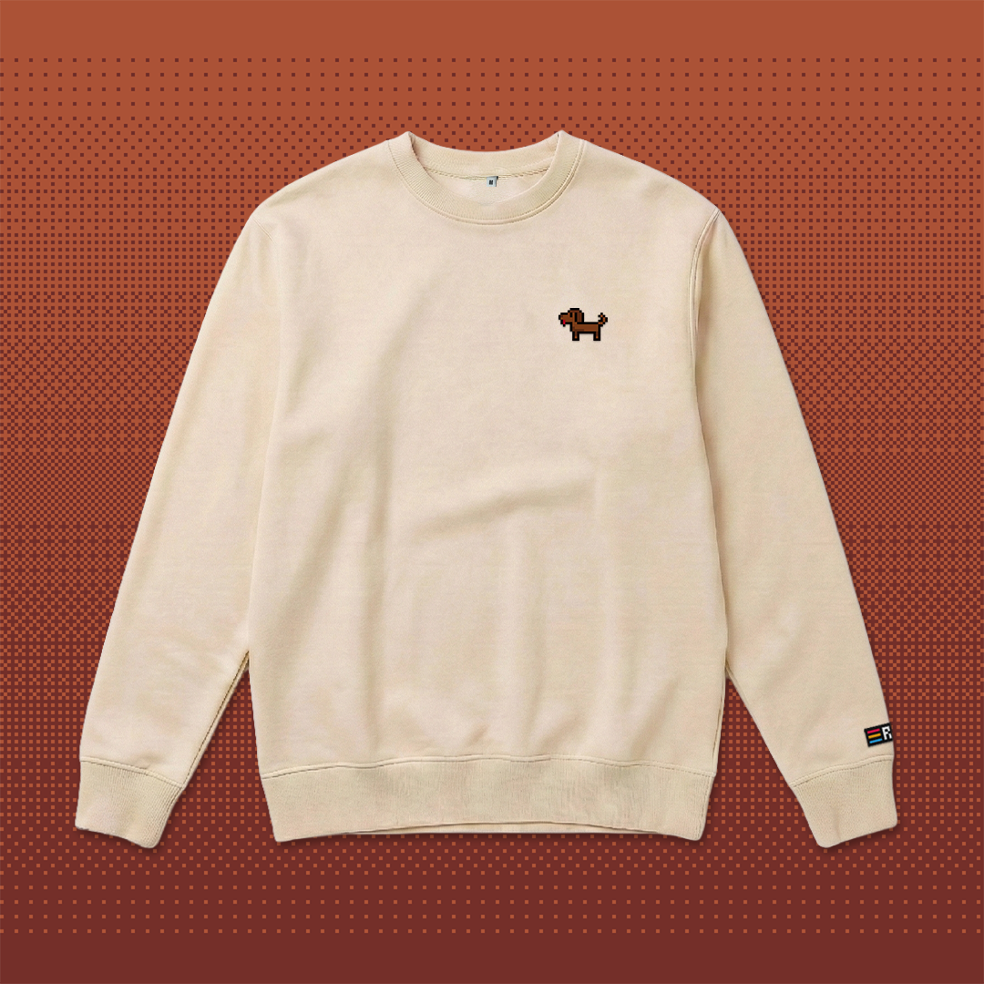 Pixel Dackel Gustl – Bestickter Bio Pullover // No. 020