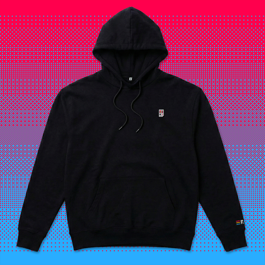 Pixel Handheld – Bestickter Bio Hoodie