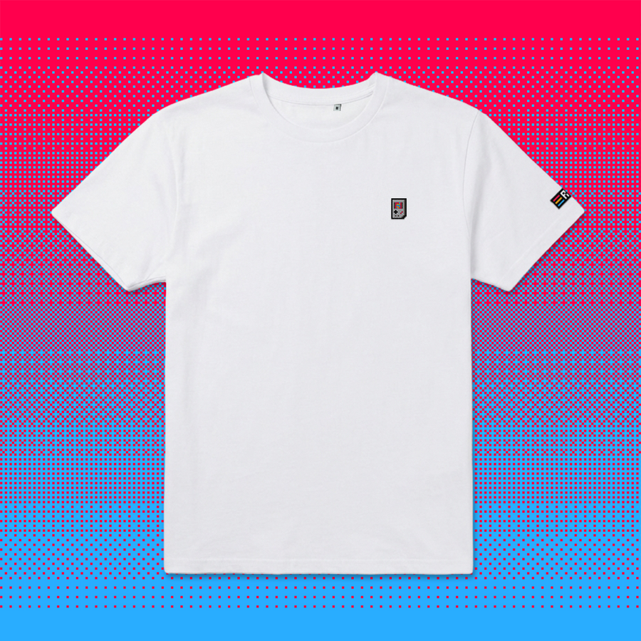 Pixel Handheld – Besticktes Bio T-Shirt