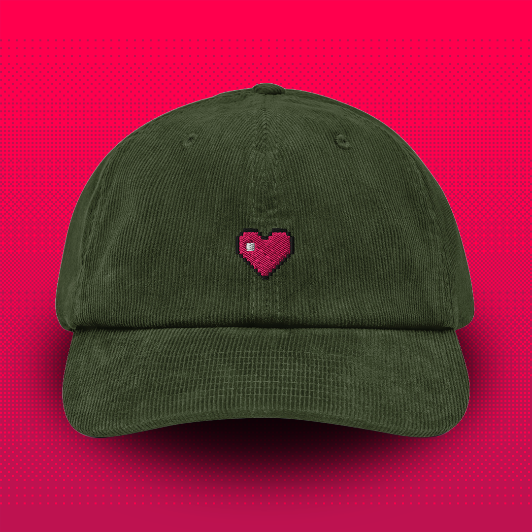 Pixel Heart – Embroidered Corduroy Cap // No. 005 