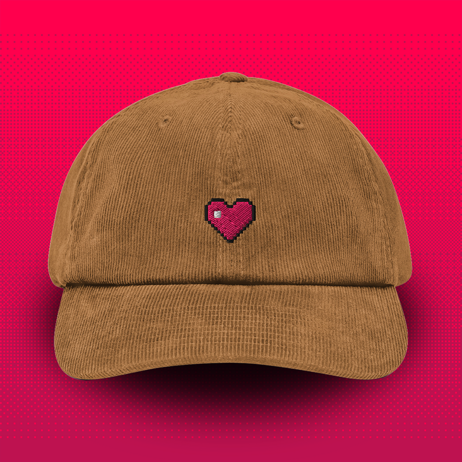 Pixel Herz – Bestickte Cord Cap
