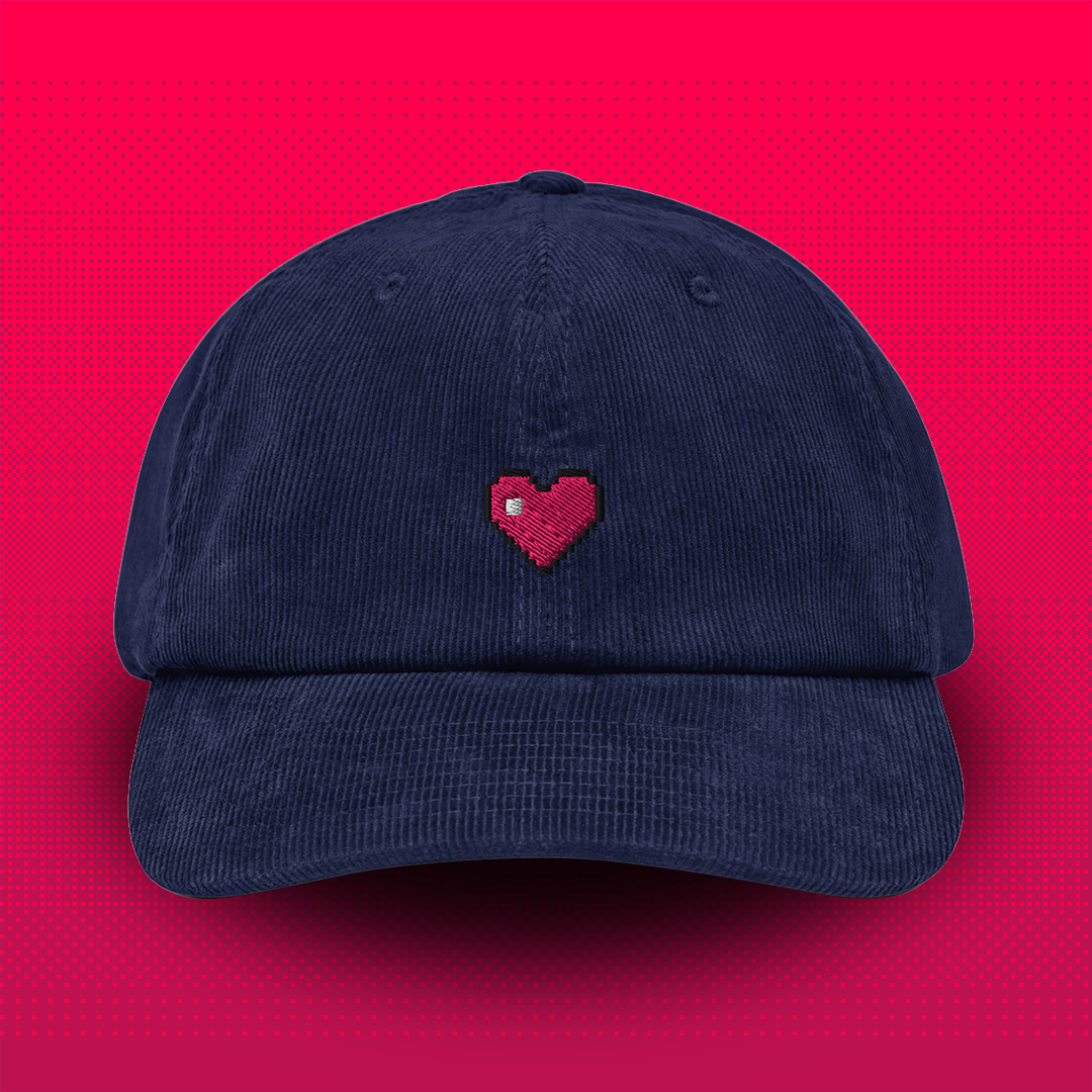Pixel Heart – Embroidered Corduroy Cap // No. 005 
