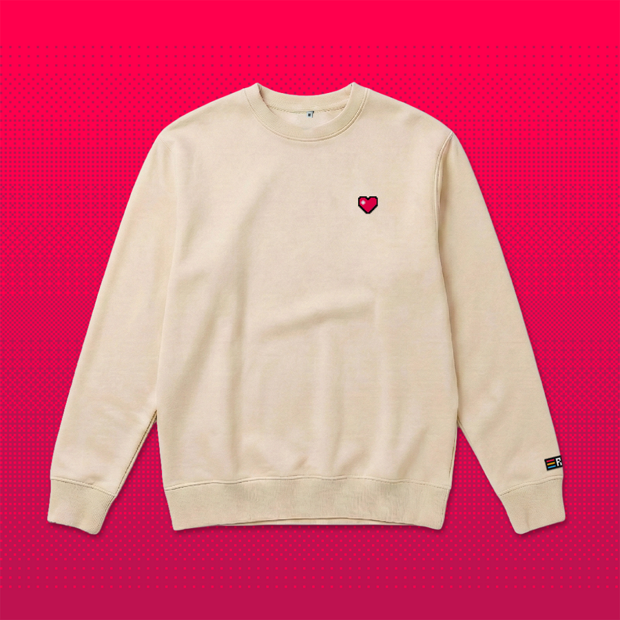 Pixel Herz – Bestickter Bio Pullover