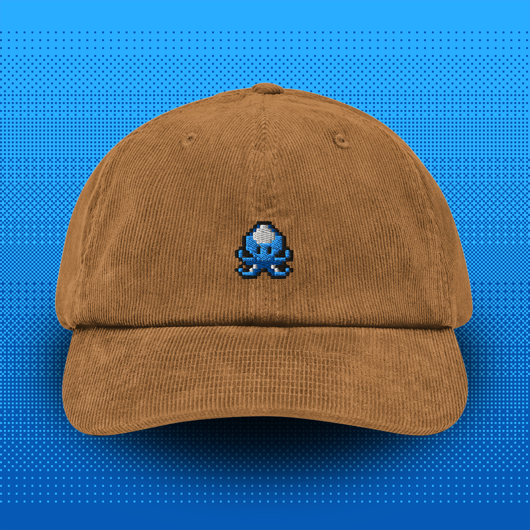 Pixel Octopus – Embroidered Corduroy Cap // No. 001 
